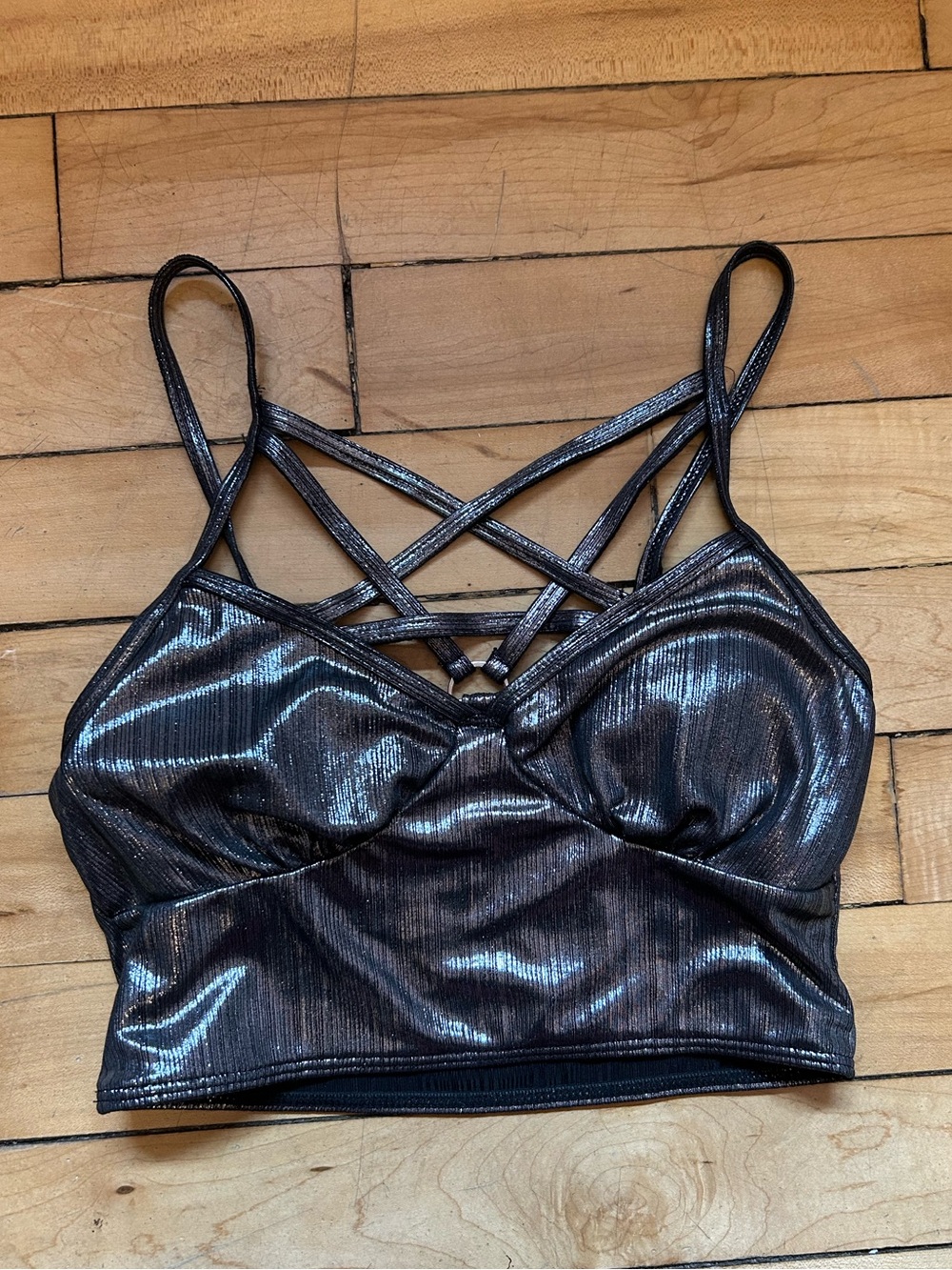 Shimmery Black Strappy Bralette